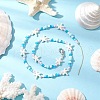 Starfish & Fish & Tortoise Synthetic Turquoise & Porcelain & Glass Seed Beaded Pendant Decorations HJEW-JM03182-2