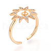 Brass Micro Pave Clear Cubic Zirconia Cuff Ring Settings KK-T076-16G-1
