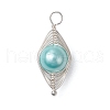 Copper Wire Wrapped Shell Pearl Pendants PALLOY-JF03115-02-3