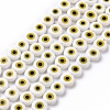 Handmade Evil Eye Lampwork Flat Round Bead Strands LAMP-L058-8mm-19-1
