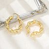 Brass Twist Ring Hoop Earrings EJEW-B117-01G-2