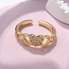 Brass Micro Pave Cubic Zirconia Cuff Finger Rings RJEW-C120-25G-01-3