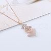 Rhombus Alloy & Cat Eye & Rhinestone Pendant Necklace & Stud Dangle Earring Sets FS-WGCC3FD-01-5