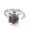 Natural Amethyst Turtle Open Cuff Ring RJEW-P082-01P-01-2