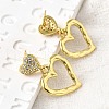 Hollow Heart Brass Micro Pave Clear Cubic Zirconia Dangle Stud Earrings EJEW-Z099-02G-02-3
