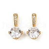 Brass Micro Pave Clear Cubic Zirconia Charms KK-B137-21G-02-1