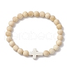 8Pcs Wood Beads Stretch Bracelets for Couple BJEW-JB11305-4