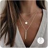3Pcs Simple Style Brass Coin Letter Rectangle Pendant 3 Layer Necklaces FS-WG4BDA4-47-1