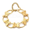 304 Stainless Steel Butterfly & Oval Link Bracelets for Women  BJEW-U023-03G-4