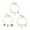 3Pcs 3 Colors Brass Flat Oval Cable Chain Bracelets BJEW-JB11602-2