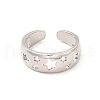 Rack Plating Brass Hollow Star Cuff Rings for Women RJEW-C050-14P-2