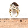 Half Round Natural Tiger Eye Cubic Zirconia Cuff Rings RJEW-M076-01G-03-3