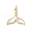 Brass Pave Natural White Shell Pendants KK-S522-05G-G-1