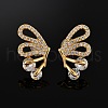 Brass Micro Pave Clear Cubic Zirconia Stud Earrings EJEW-B131-04G-2