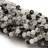 Natural Gemstone Black Rutilated Quartz Round Beads Strands G-E251-30-6mm-1