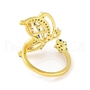 Butterfly Cubic Zirconia & Glass Open Cuff Ring RJEW-U003-15G-3