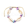 4Pcs 4 Colors Natural Cowrie Shell & Synthetic Turquoise Braided Nylon Bracelets for Women BJEW-JB11535-3