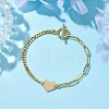 Brass Heart Link Bracelets BJEW-JB10394-2