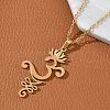 304 Stainless Steel Hollow Cut Yoga Om Lotus Flower Pendant Necklaces NJEW-Z073-02G-05-3