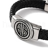 Men's Braided Black PU Leather Cord Bracelets BJEW-K243-14AS-2