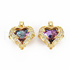 Rack Plating Brass Micro Pave Clear Cubic Zirconia Pendants X-KK-T060-10-RS-2