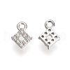Brass Micro Pave Cubic Zirconia Charms KK-R015-079P-1