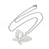 304 Stainless Steel Crystal Rhinestone 3D Hollow Butterfly Pendant Necklaces for Women NJEW-K283-30P-4