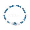 2Pcs 2 Styles Evil Eye Glass Beads Stretch Bracelets & Glass Seed Beads Stretch Bracelets for Women BJEW-JB11895-4