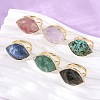 Horse Eye Natural Gemstone Cuff Rings RJEW-M076-04G-1