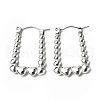 Tarnish Resistant 304 Stainless Steel Rectangle with Heart Hoop Earrings for Women STAS-B034-12P-1