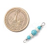 Dyed Synthetic Turquoise Round Rondelle Beaded Connector Charms PALLOY-JF03988-01-2