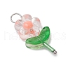 Transparent Acrylic Beads with Spray Painted Transparent Glass Beads and Glass Bugle Beads and 304 Stainless Steel Ball Head Pins Pendants PALLOY-JF03619-4