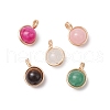 Copper Wire Wrapped Natural Mashan Jade & Natural Malaysia Jade & Natural Tiger Eye & Natural Green Aventurine & Natural Quartz Round Charms PALLOY-JF03409-1