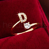 Brass Micro Pave Cubic Zirconia Cuff Rings WG75066-04-1