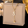 304 Stainless Steel Cube Initial Pendant Necklaces FS-WG9AF3A-10-1