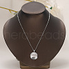 Simple Brass Geometric Flat Round Pendant Necklaces for Women IT8836-1