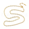 Brass Textured Oval Link Chain Necklaces for Women Men NJEW-F337-07G-2