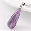 Teardrop Platinum Tone Brass Natural & Synthetic Mixed Stone Pendants G-F267-03-2