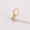 Brass Micro Pave Clear Cubic Zirconia Dangle Hoop Nose Rings FS-WG904D6-10-1