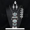 Oval Alloy with Resin Pendant Necklace & Stud Dangle Earring & Link Bracelet & Ring FS-WGB1F06-04-1