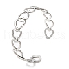 304 Stainless Steel Heart Open Cuff Bangle for Women BJEW-L682-001P-3