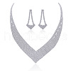 Triangle Alloy Rhinestone Pendant Necklaces & Stud Earrings Sets FS-WGEB3EF-01-5
