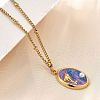 Summer Beach 304 Stainless Steel Lilac Enamel Pendant Necklaces for Women NJEW-U043-01C-G-2