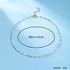 Ocean Style Brass & Synthetic Stone Cuboid Beaded Necklaces for Women's Vacation Date Gift FE9405-5