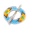 Seed Glass & Alloy Feather Pendant PALLOY-MZ00239-3