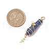3Pcs 3 Styles Natural Lapis Lazuli Pointed Copper Wire Wrapped Faceted Bullet Big Pendants PALLOY-JF03572-04-2