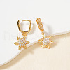 Elegant Brass Clear Cubic Zirconia Snowflake Hoop Earrings BW5107-3