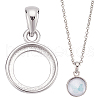 BENECREAT 1Pc 925 Sterling Silver Pendant Cabochon Settings STER-BC0002-78B-1