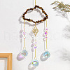 Natural Tiger Eye Copper Wire Wrapped Cloud Hanging Ornaments PW-WG49920-04-1
