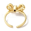 Bowknot Brass Micro Pave Clear Cubic Zirconia Open Cuff Rings for Women RJEW-C098-08G-3